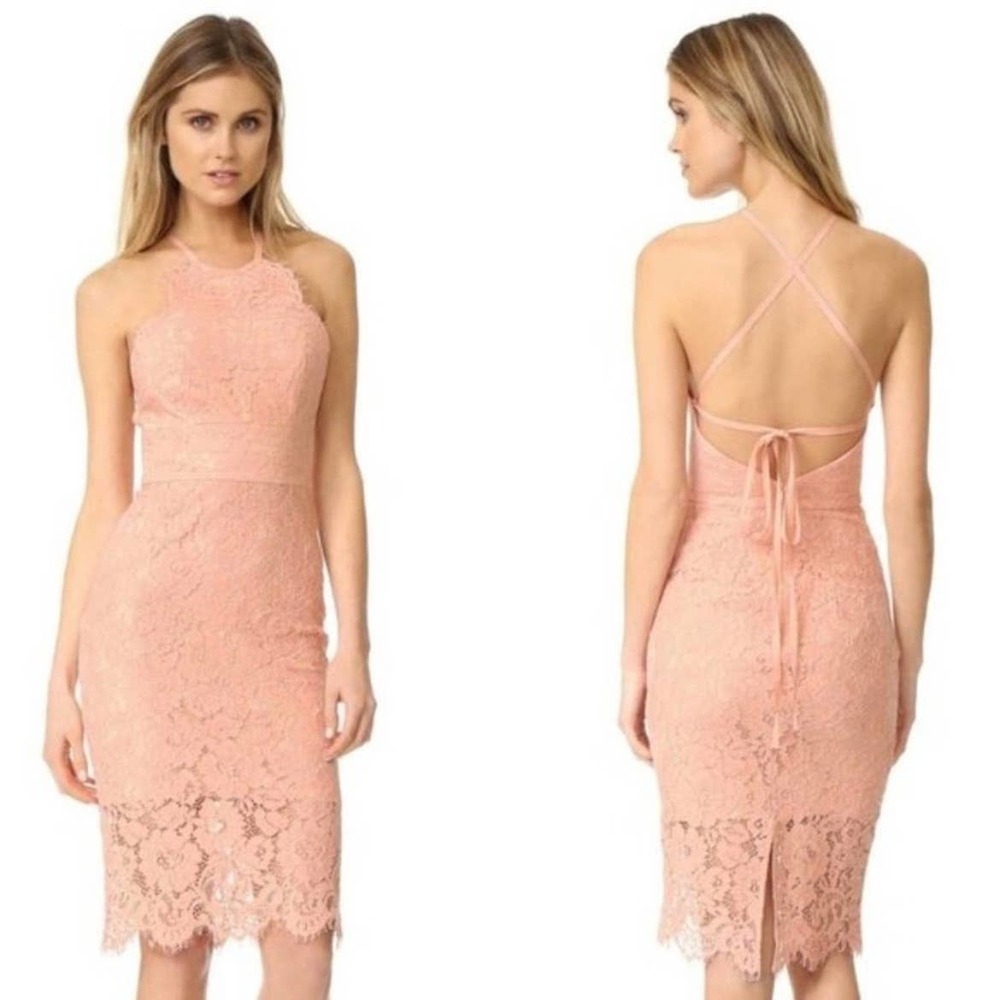 REVOLVE- LOVER THE LABEL Oasis Lace Halter Dress  Dusty Pink Size 6